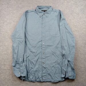 John Varvatos Shirt Mens Large Blue Stripe Button Long Sleeve Cotton Casual